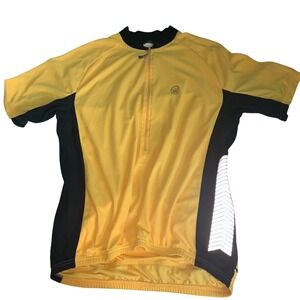 Canari Cycling Jersey‎ 3/4 Zip XL Hi-Vis Yellow Black Lightweight Polyester READ